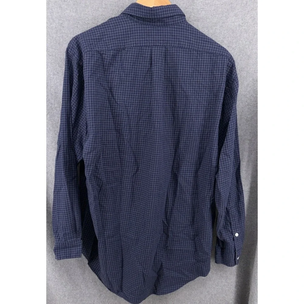 Polo Ralph Lauren Blake Navy Blue Plaid Check Button Down Mens Large Long Sleeve